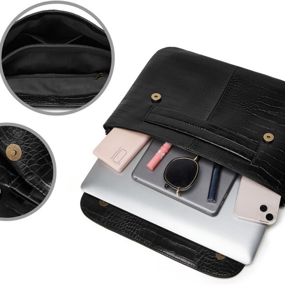 Women Classic Crocodile Pattern Faux Leather Clutch Purse Oversized Female Shoul - Picture 2 of 9